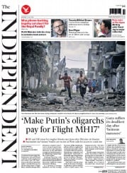 The Independent Newspaper Front Page (UK) for 21 July 2014