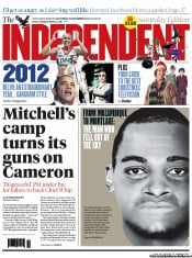The Independent Newspaper Front Page (UK) for 22 December 2012