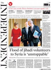 The Independent Newspaper Front Page (UK) for 22 January 2015