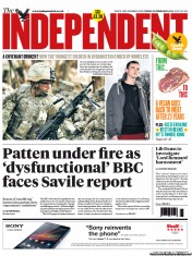 The Independent (UK) Newspaper Front Page for 22 February 2013