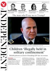 The Independent (UK) Newspaper Front Page for 22 February 2017