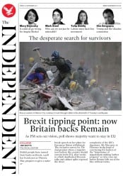 The Independent (UK) Newspaper Front Page for 22 September 2017
