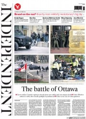 The Independent Newspaper Front Page (UK) for 23 October 2014