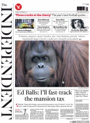 The Independent (UK) Newspaper Front Page for 23 December 2014