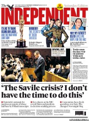 The Independent Newspaper Front Page (UK) for 23 February 2013