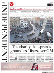The Independent (UK) Newspaper Front Page for 23 March 2015