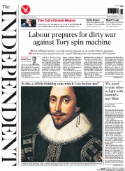 The Independent (UK) Newspaper Front Page for 23 April 2014