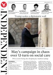 The Independent (UK) Newspaper Front Page for 23 May 2017