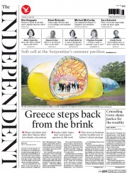 The Independent (UK) Newspaper Front Page for 23 June 2015