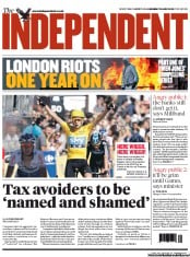 The Independent Newspaper Front Page (UK) for 23 July 2012