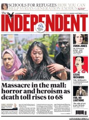 The Independent Newspaper Front Page (UK) for 23 September 2013