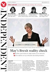The Independent (UK) Newspaper Front Page for 23 September 2017