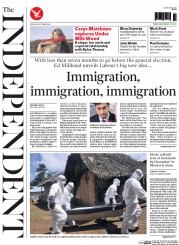 The Independent Newspaper Front Page (UK) for 24 October 2014