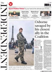 The Independent (UK) Newspaper Front Page for 24 December 2014