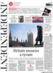 The Independent (UK) Newspaper Front Page for 24 January 2015