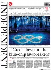 The Independent Newspaper Front Page (UK) for 24 February 2014