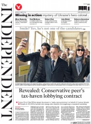 The Independent Newspaper Front Page (UK) for 24 March 2014