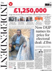 The Independent (UK) Newspaper Front Page for 24 March 2015