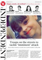 The Independent (UK) Newspaper Front Page for 24 May 2017