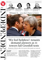 The Independent (UK) Newspaper Front Page for 24 June 2017