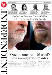 The Independent (UK) Newspaper Front Page for 24 August 2016