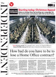 The Independent (UK) Newspaper Front Page for 25 November 2014