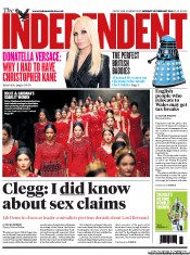The Independent Newspaper Front Page (UK) for 25 February 2013