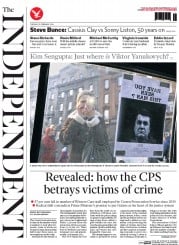 The Independent (UK) Newspaper Front Page for 25 February 2014
