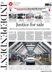 The Independent (UK) Newspaper Front Page for 25 July 2015