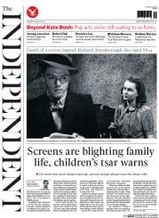 The Independent Newspaper Front Page (UK) for 25 August 2014