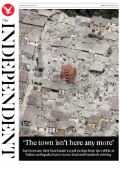 The Independent (UK) Newspaper Front Page for 25 August 2016