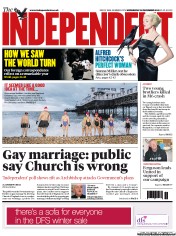 The Independent Newspaper Front Page (UK) for 26 December 2012
