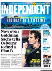 The Independent (UK) Newspaper Front Page for 26 January 2013