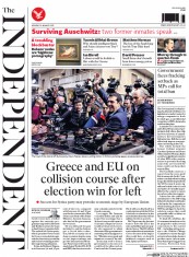 The Independent Newspaper Front Page (UK) for 26 January 2015
