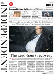 The Independent (UK) Newspaper Front Page for 26 February 2015