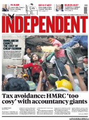 The Independent Newspaper Front Page (UK) for 26 April 2013