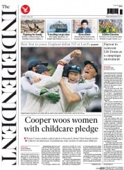 The Independent (UK) Newspaper Front Page for 26 May 2015