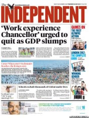 The Independent Newspaper Front Page (UK) for 26 July 2012