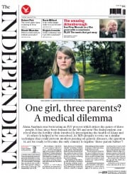 The Independent (UK) Newspaper Front Page for 26 August 2014