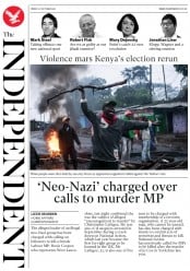 The Independent (UK) Newspaper Front Page for 27 October 2017