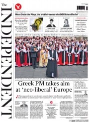 The Independent (UK) Newspaper Front Page for 27 January 2015