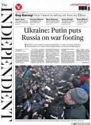 The Independent Newspaper Front Page (UK) for 27 February 2014