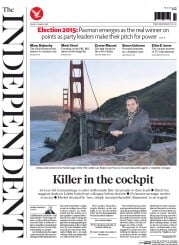 The Independent (UK) Newspaper Front Page for 27 March 2015