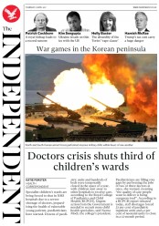 The Independent (UK) Newspaper Front Page for 27 April 2017