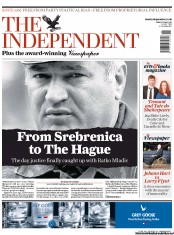 The Independent (UK) Newspaper Front Page for 27 May 2011