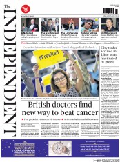 The Independent (UK) Newspaper Front Page for 27 May 2015