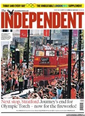 The Independent (UK) Newspaper Front Page for 27 July 2012