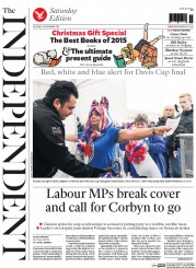 The Independent (UK) Newspaper Front Page for 28 November 2015