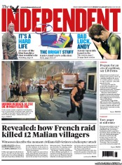 The Independent Newspaper Front Page (UK) for 28 January 2013