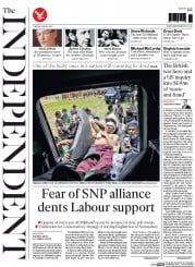 The Independent (UK) Newspaper Front Page for 28 April 2015